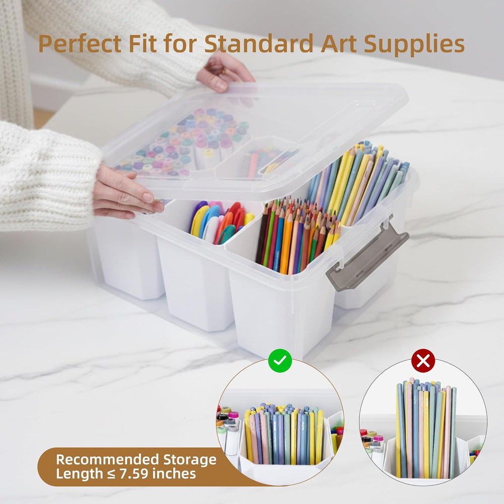 Citylife 17QT 2-Pack Clear Storage Bins with Lid 6 inserts Stackable