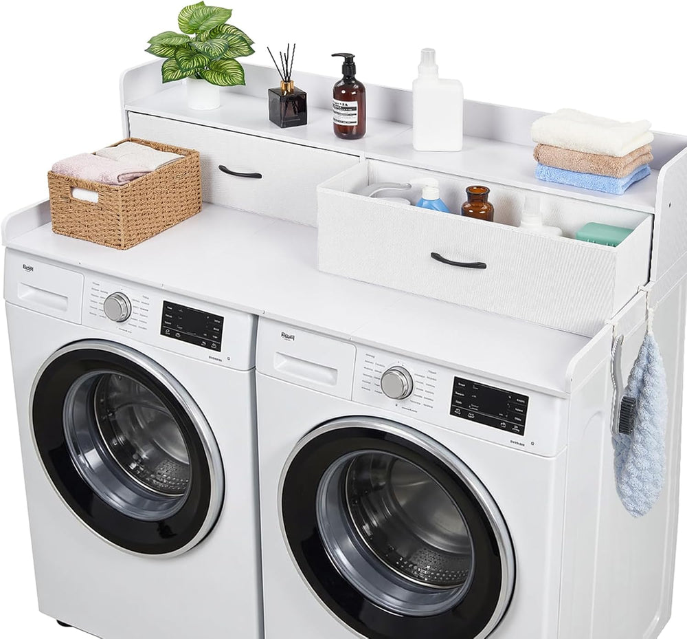 VEVOR 2 Drawers Washer Dryer Countertop with Shelf, 54" x 27" Woode...
