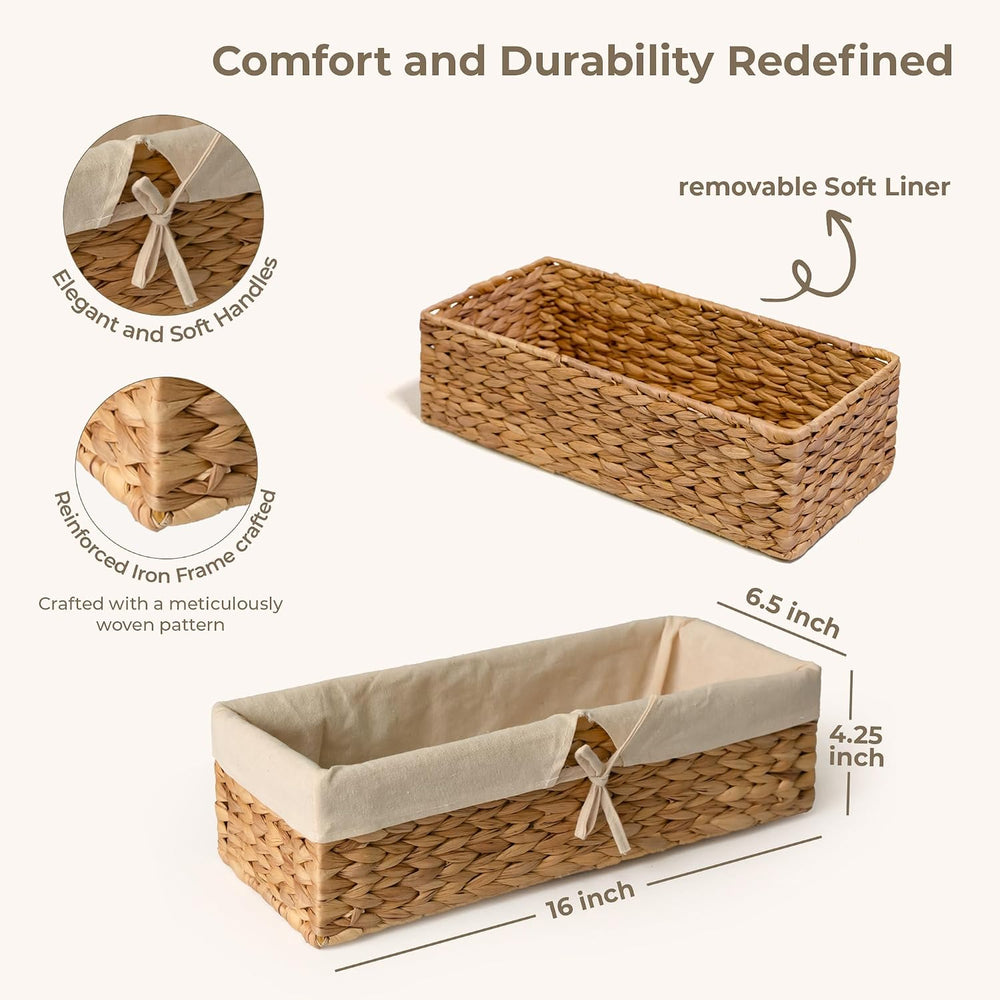 Tank Topper Storage Baskets - Woven Wicker Basket for Toilet Paper Holder, Ba...