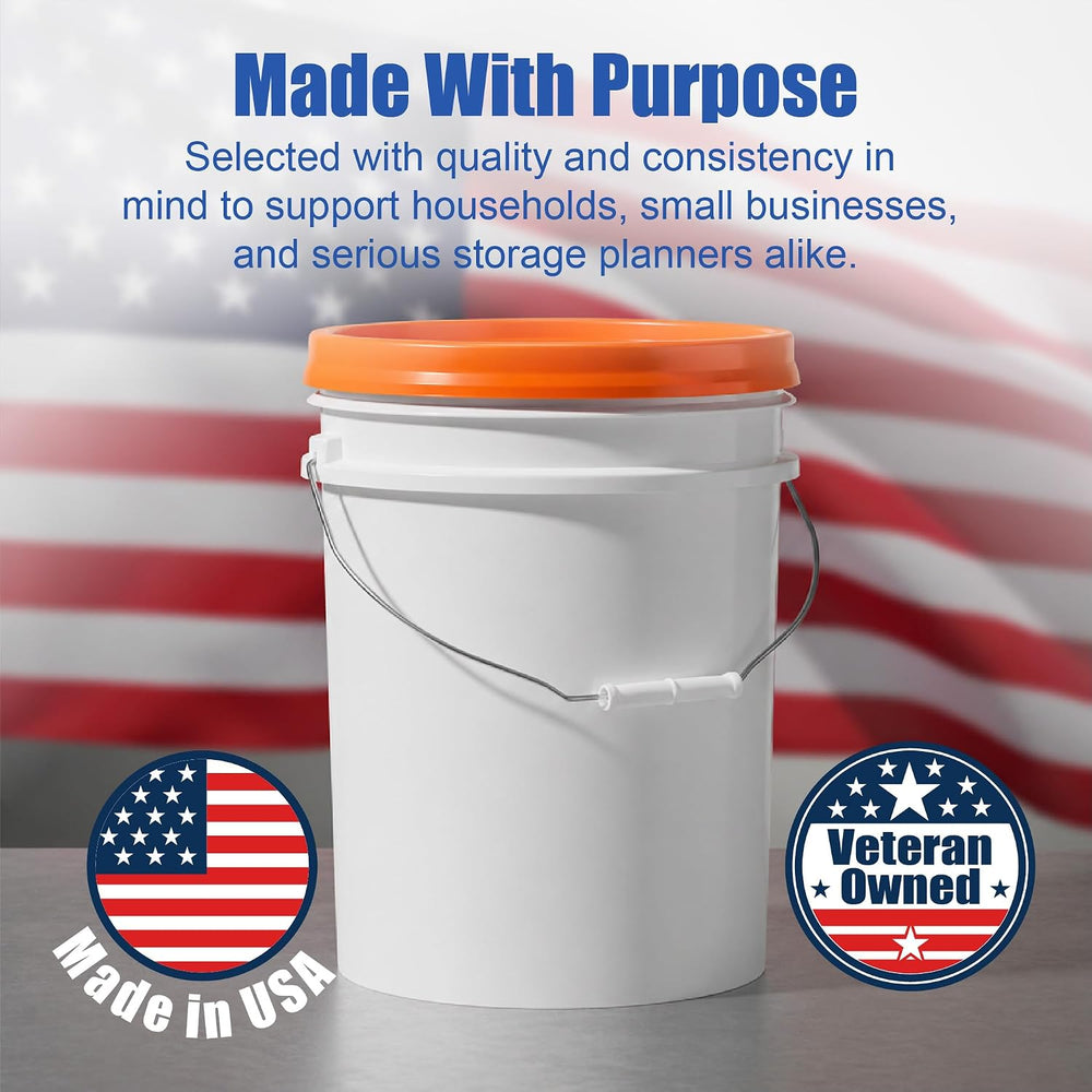 ePackageSupply 5 Gallon Bucket - Food Grade w/Lid BPA-Free, White/Orange, 3