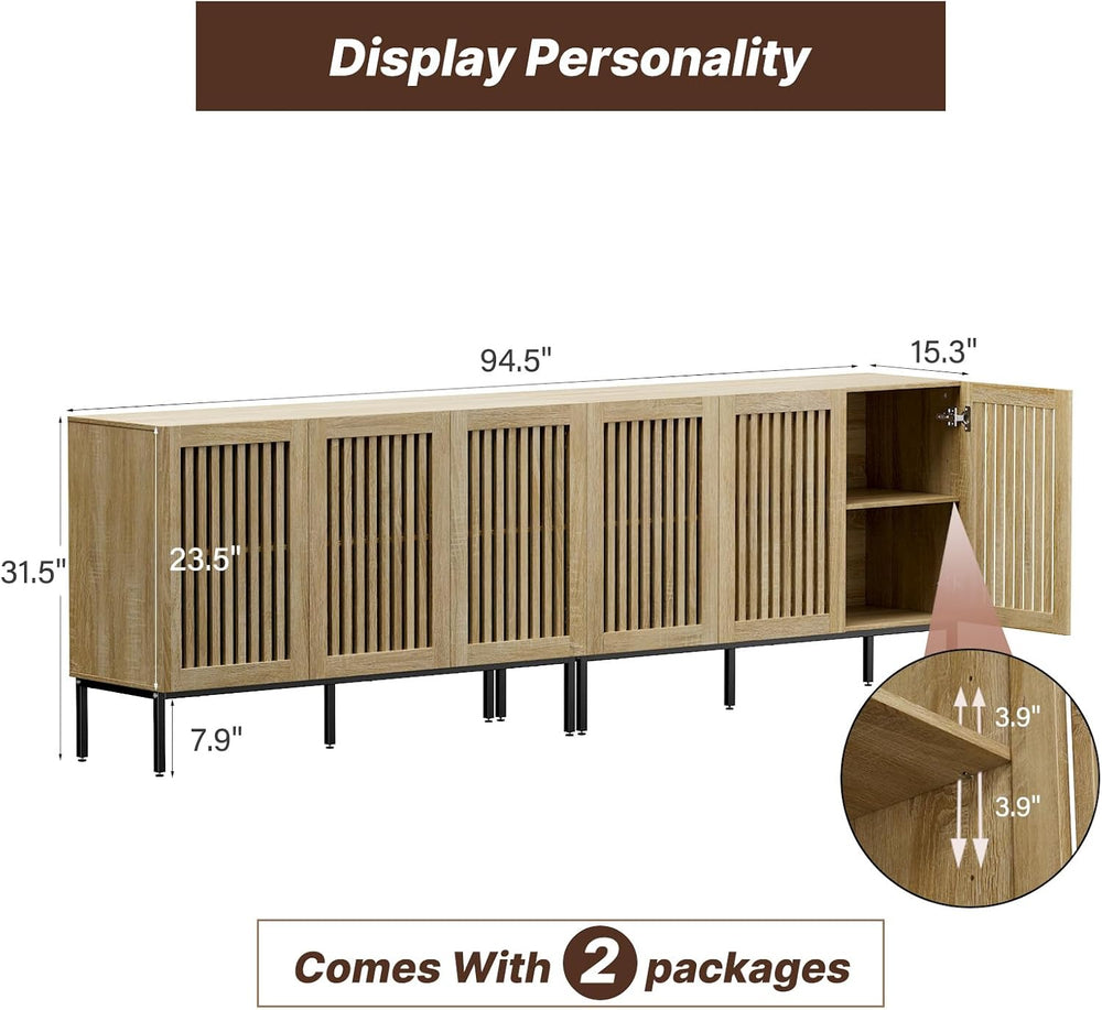 BVIUNTWO Buffet Cabinet with Storage,Set of 2 Farmhouse Console Table with Me...