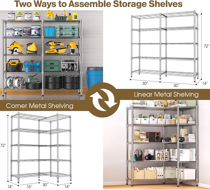 Himimi Storage Shelves-5 Tier Heavy Duty Wire Shelving Unit