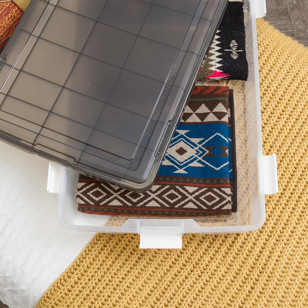 IRIS USA 47 Qt Underbed Storage Bins with Gasket Lids, Gray/Clear