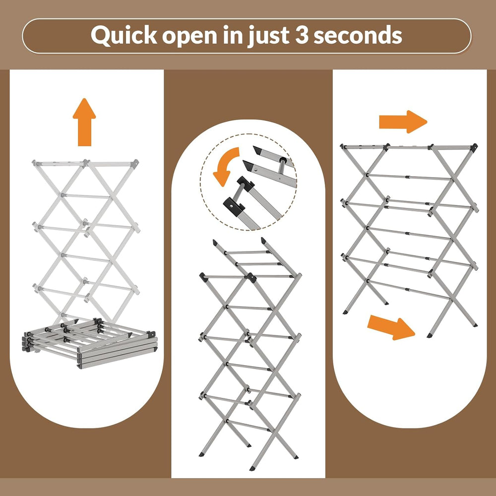 Collapsible Floor Drying Rack - Free Standing Accordion Laundry Dryer, Retrac...