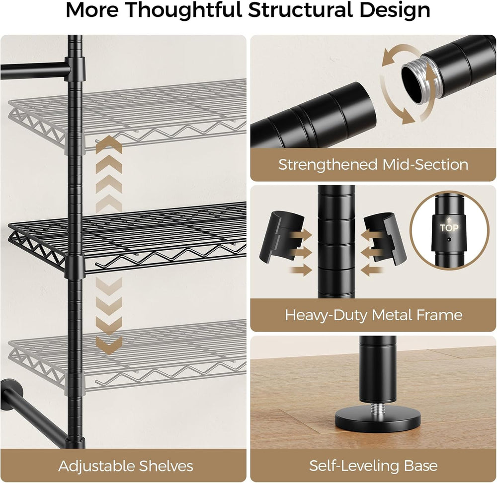 Closet Organizers and Storage, 4-Row Heavy Duty Clothes Rack for Hanging Clot...