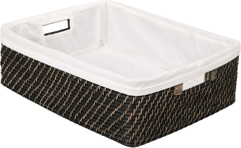 KOUBOO Rattan Shelf Basket with Liner, Black Wash