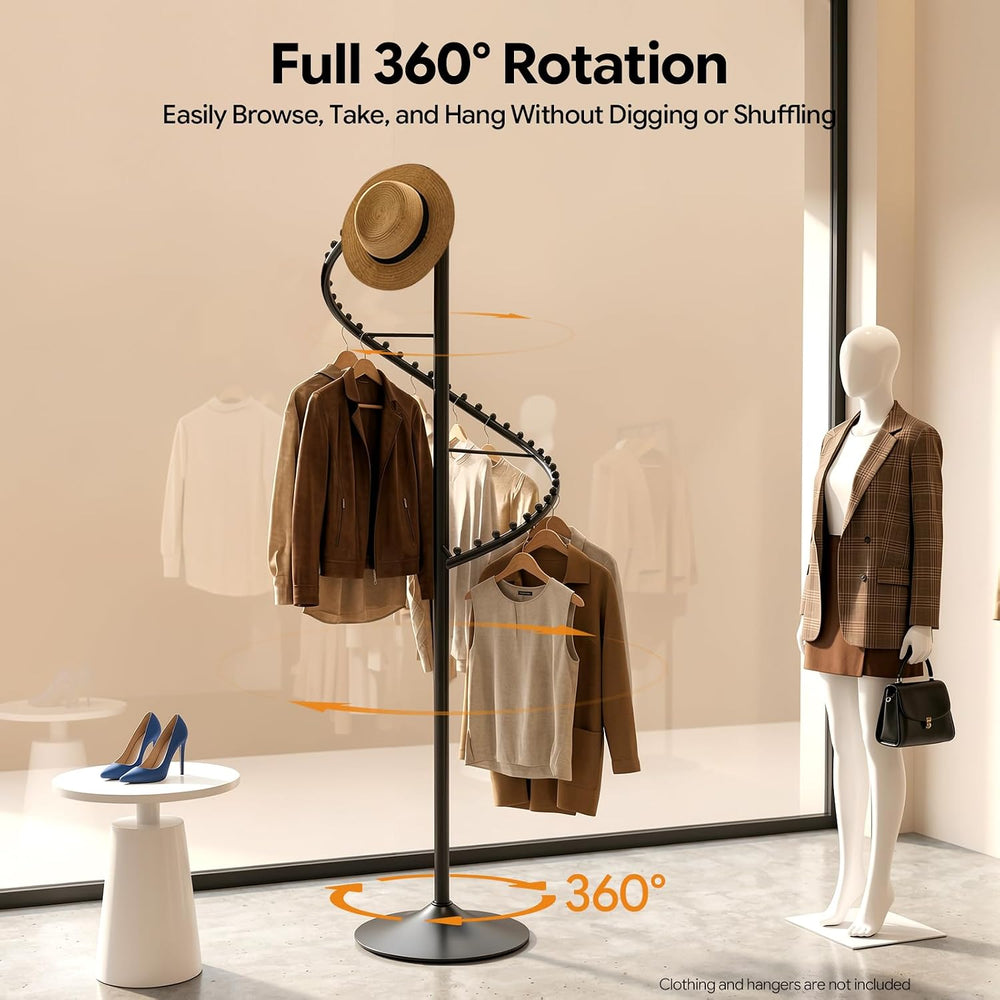 DouSeiAi 5.91FT Spiral Rotating Clothing Rack, Spiral Retail Costumer Garment...