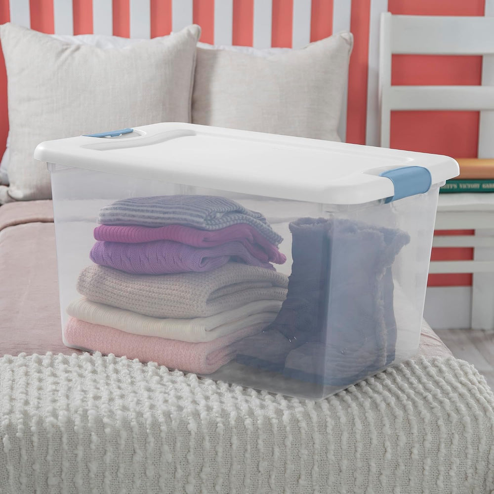 Sterilite 12 Pack Latching Box, Under Bed Storage Bins with Lids, Clear Plast...