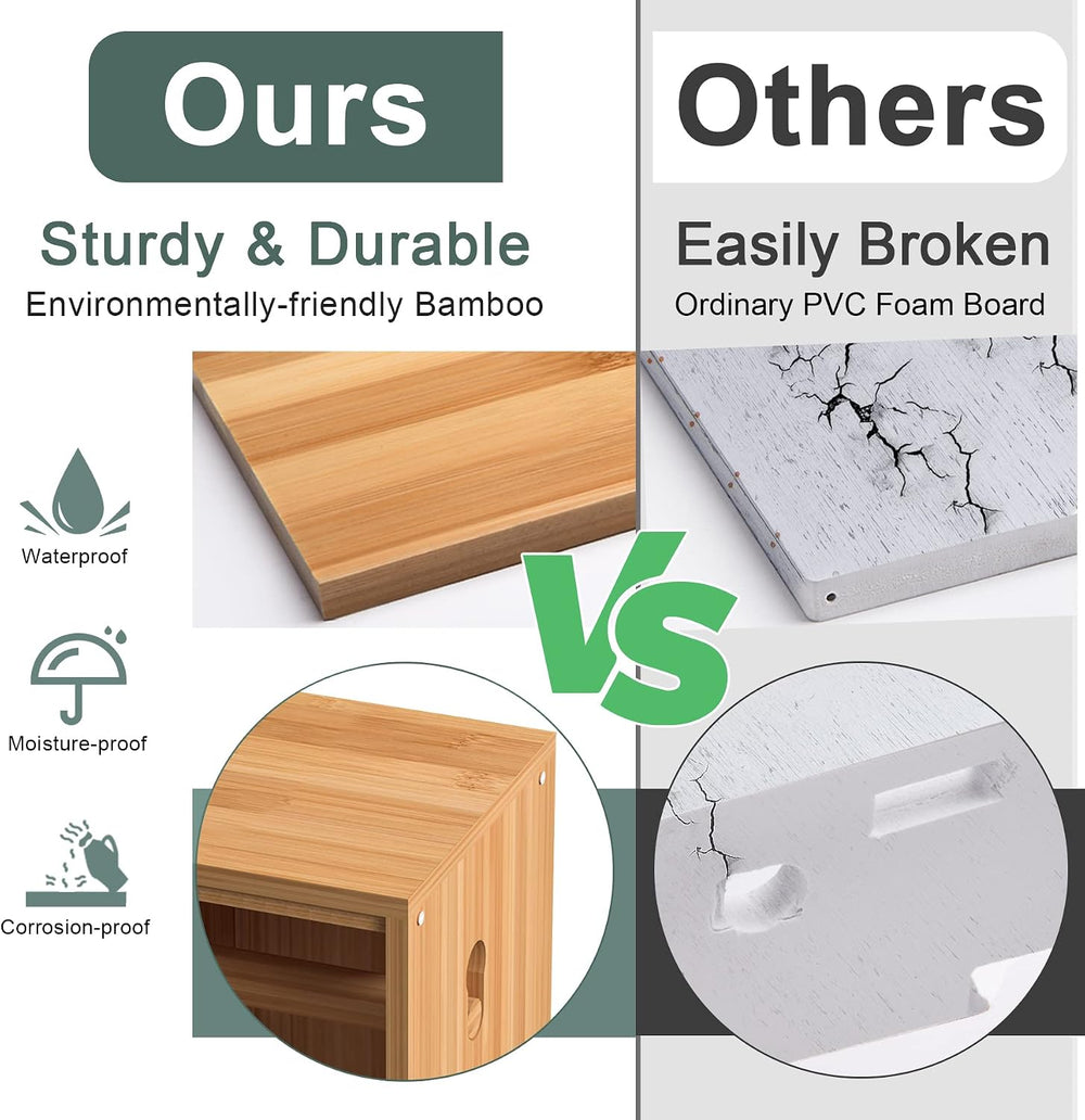 AmazerBath Toilet Paper Storage Cabinet Bamboo, Toilet Paper Holder with Stor...