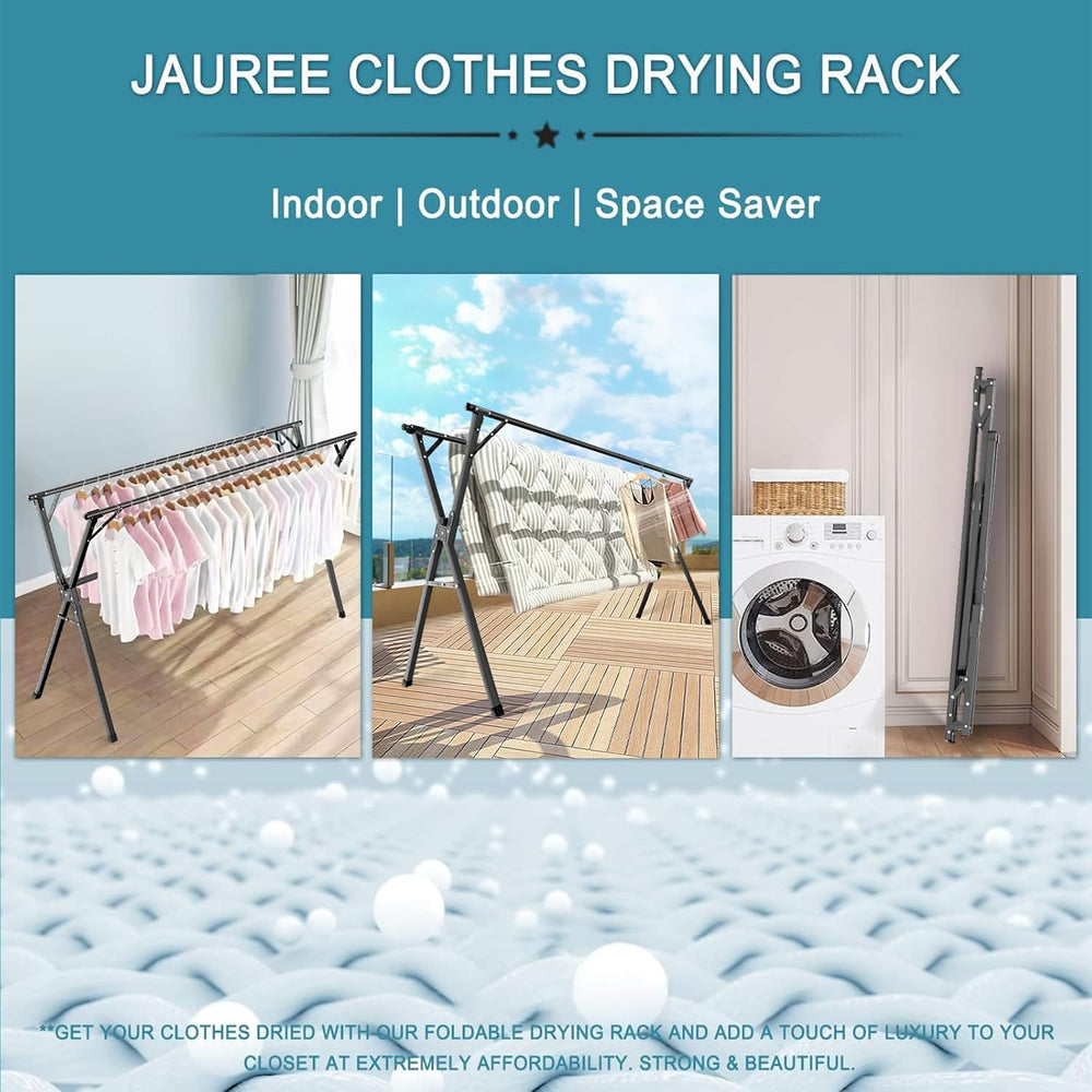 JAUREE 95 Inches Clothes Drying Rack, Drying Rack Clothing Folding Indoor Out...