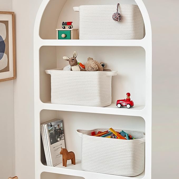 Cotton Rope Storage Basket 15"x10"x9" – Fabric Storage Bins (S...