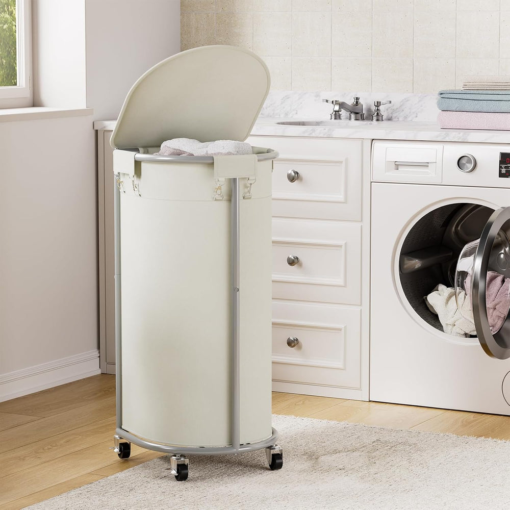 Laundry Hamper with Wheels and Lid, 100L Half Round Rolling Laundry Basket