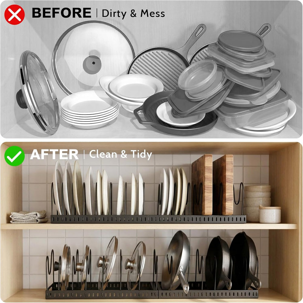 NomNest 2PACK Expandable (12"-24") Pots and Pans Organizer Under Ca...