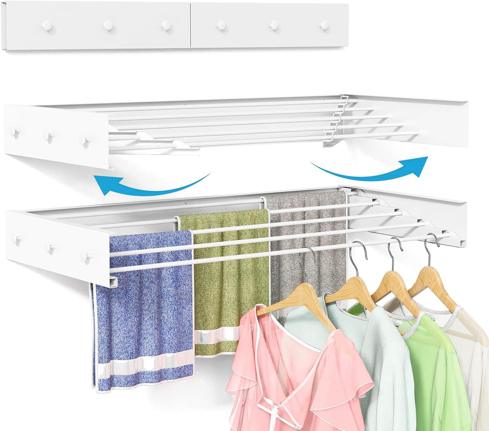 BAKON Wall Mounted Drying Rack 32'', Hidden Clothes Drying Rack for I...
