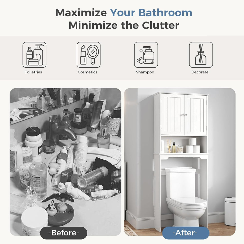 DUMOS Over the Toilet Storage Cabinet with Double Doors, Bathroom Storage