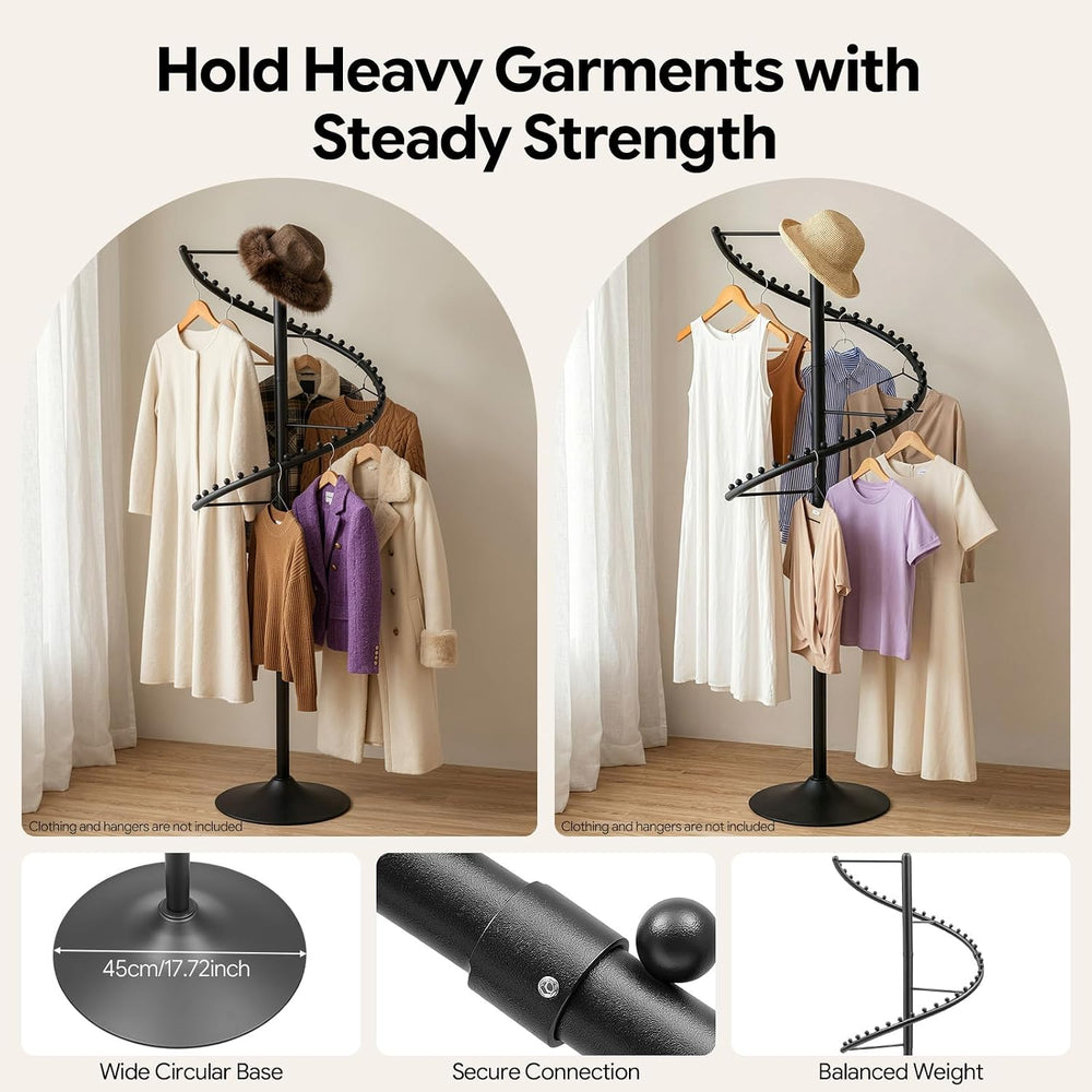 DouSeiAi 5.91FT Spiral Rotating Clothing Rack, Spiral Retail Costumer Garment...
