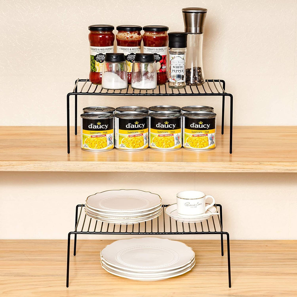 Kitchen Cabinet Shelf Organizer Set of 3, Large (15.7 x 9.4 inch) Metal Wire ...
