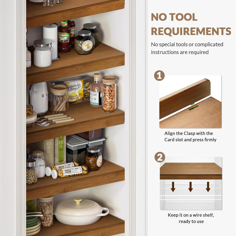 Gashell Wire Shelf Covers, Bamboo Wire Rack Covers for Pantry, Closet