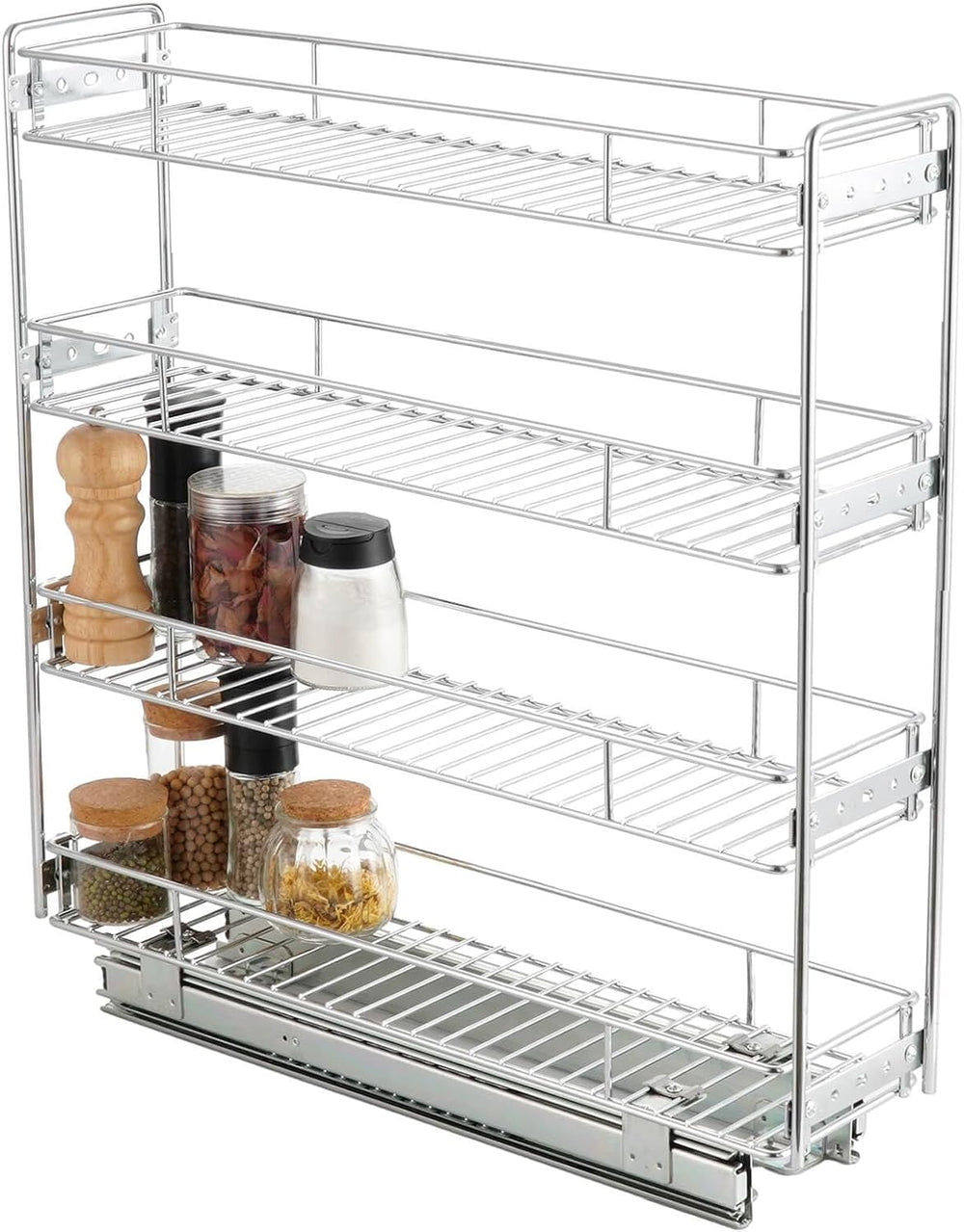 OCG 4-Tier Pull Out Kitchen Cabinet Spice Rack Holder Shelves (8" W x 21...