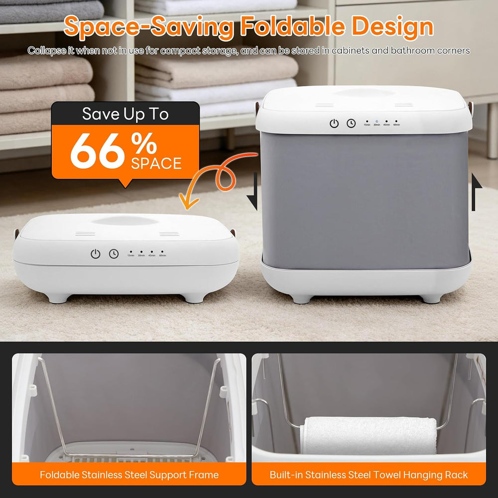 Towel Warmer, 35L Foldable Heated Towel Warmer Bucket for Bathroom, 4 Timer S...