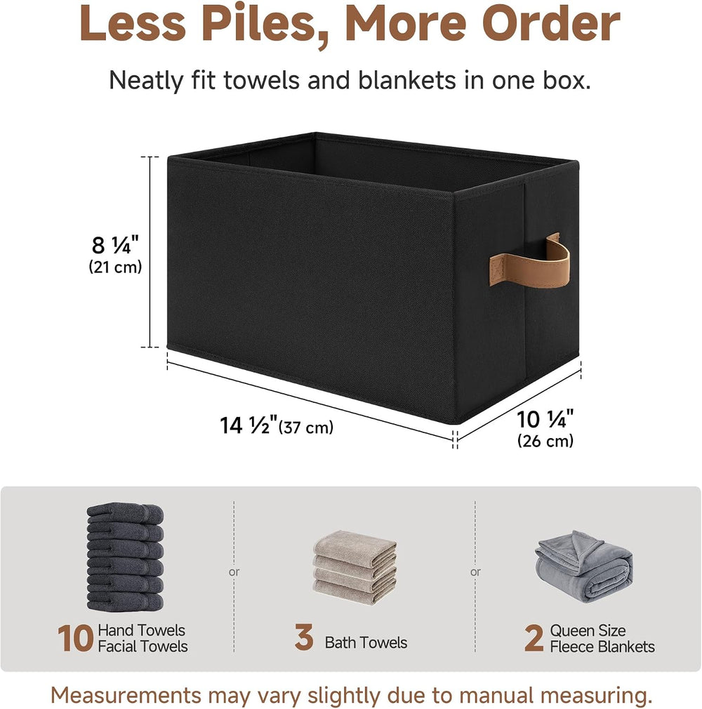 StorageWorks Closet Storage Bins, Black, Large, 3-Pack