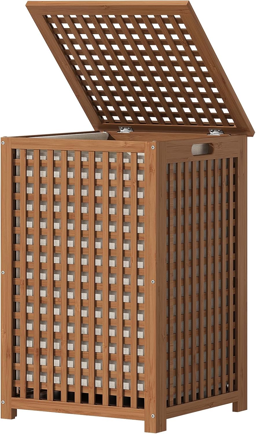 oakvivo Laundry Basket with Lid, 17.7" x 17.7" x 25.6" Bamboo ...