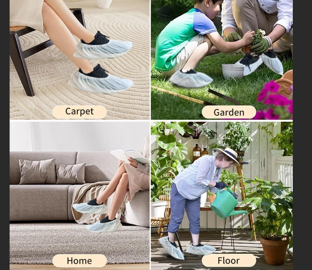 White 1000 Pieces(500 Pairs) Shoe Covers Disposable, Waterproof,Non-Slip for ...