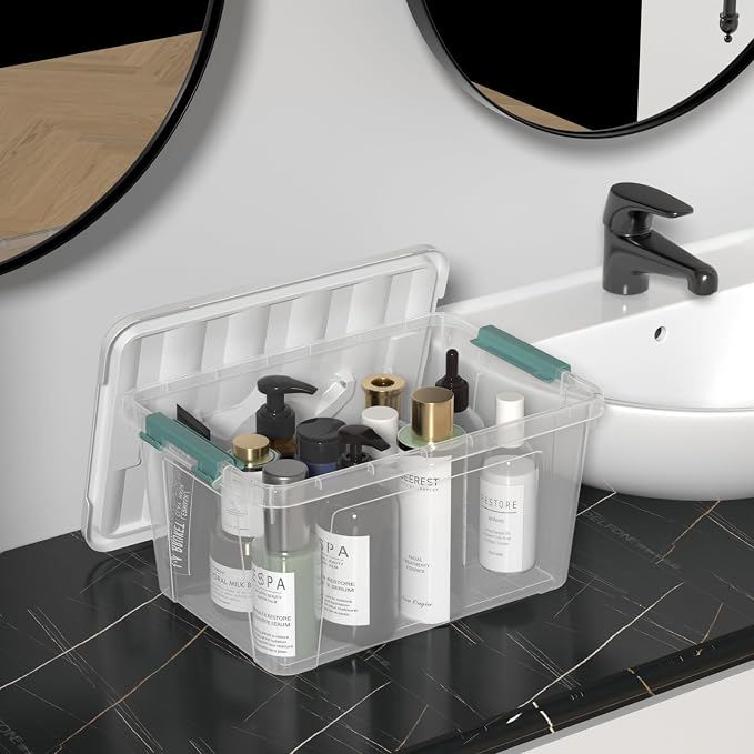 Zopnny 14 Quart Plastic Lidded Storage Bin (6-Pack)