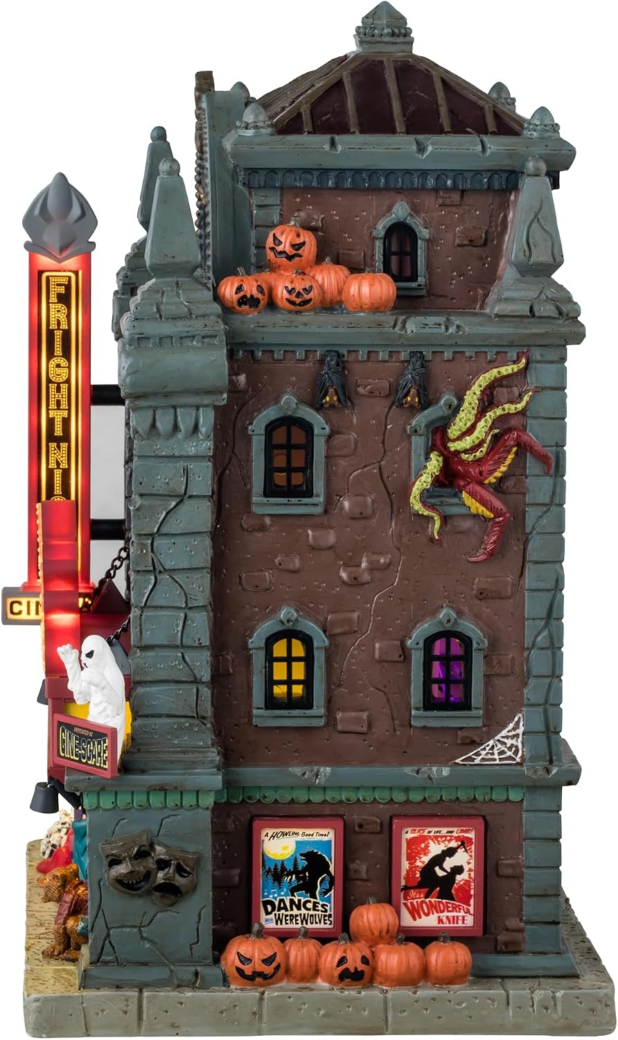 Lemax Fright Night Cinema Lighted Building, 10.24-in for Halloween Village