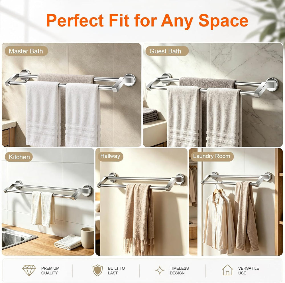 30" SUS304 Double Towel Bar,Chrome Wall Mount Towel Rack
