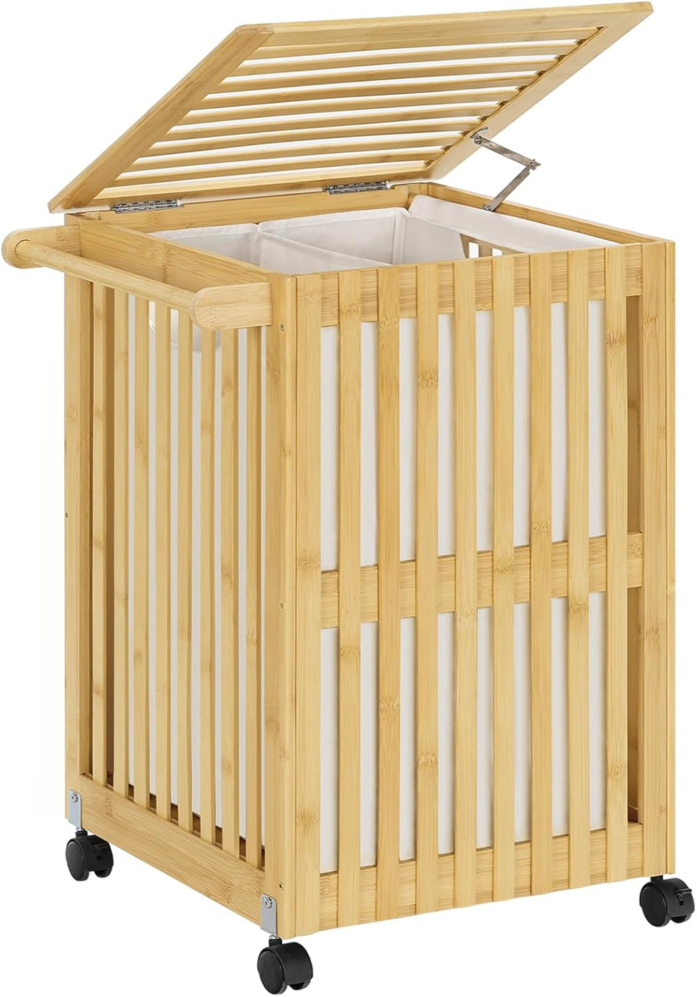 HOOBRO Laundry Hamper with Lid and Wheels, 120 L (31Gal) Double Laundry Baske...