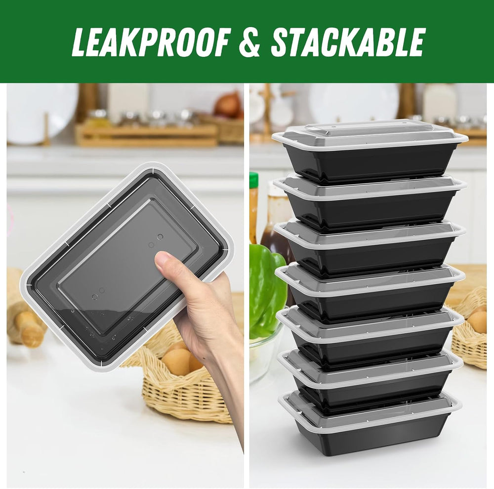 Dealusy 50 Pack (100-Piece) 38 oz Meal Prep Containers Reusable with Lids