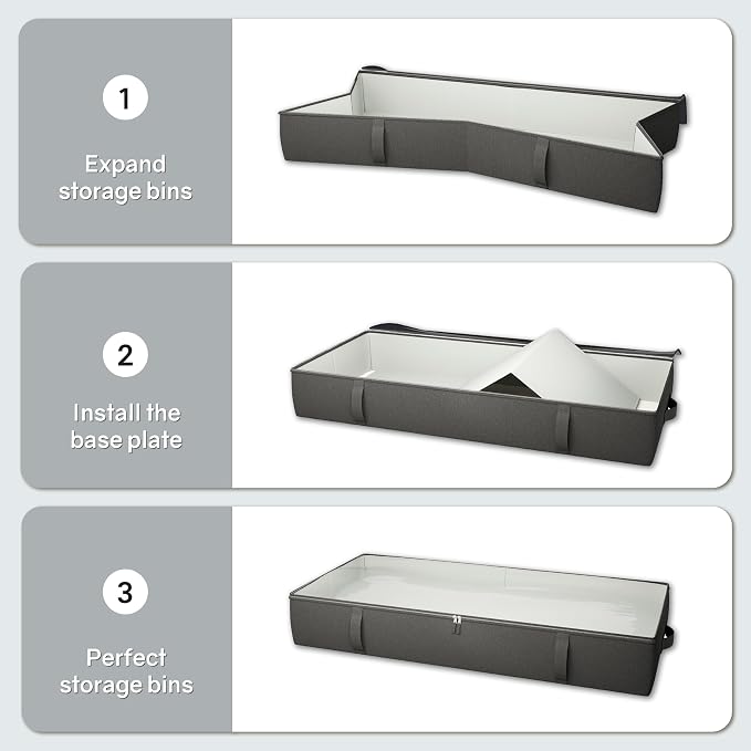 2-Pack Under Bed Storage Containers, 8 Inches Tall Underbed Clothes Storage