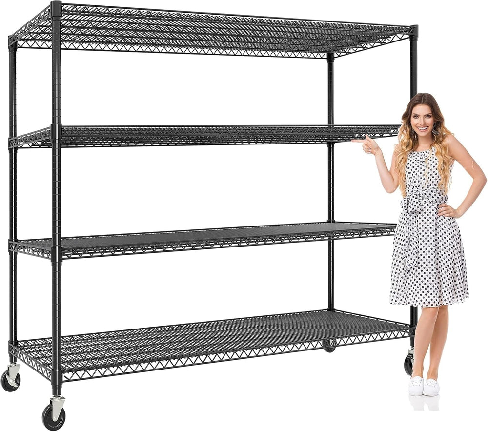 Garvee 4-Tiers Storage Shelves 2640LBS Heavy Duty Metal Shelves with Wheel