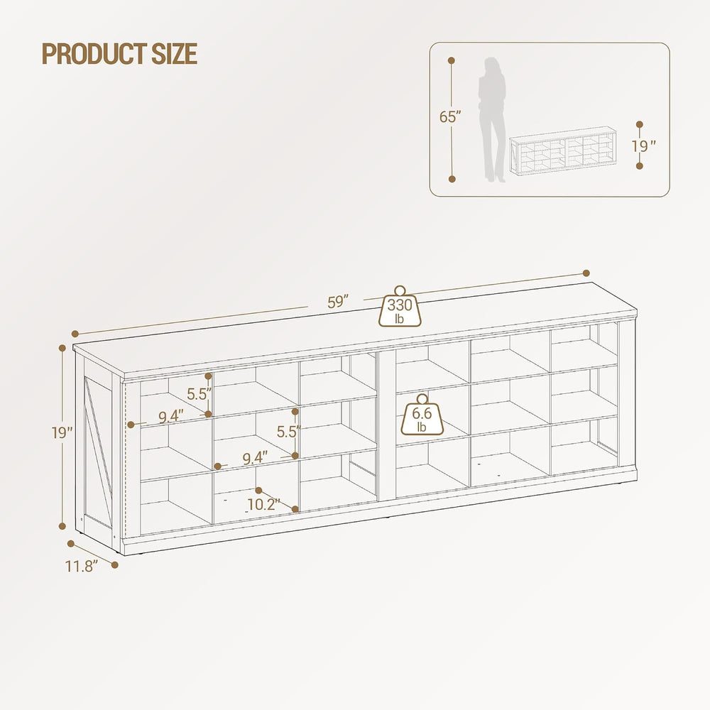 Hzuaneri Shoe Storage Bench, Wooden Entryway Shoe Benches with Cubby