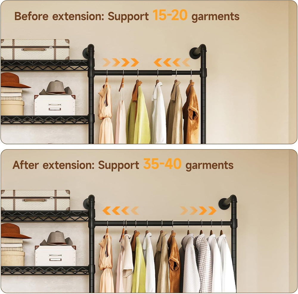 ONBRILL L4 Wall Mounted Heavy Duty Corner Industrial Pipe Clothing Rack
