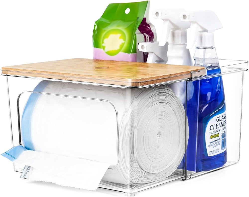 iCASA 2 in 1 Trash Bag Holder Garbage Bags Dispenser Under Sink Organizer
