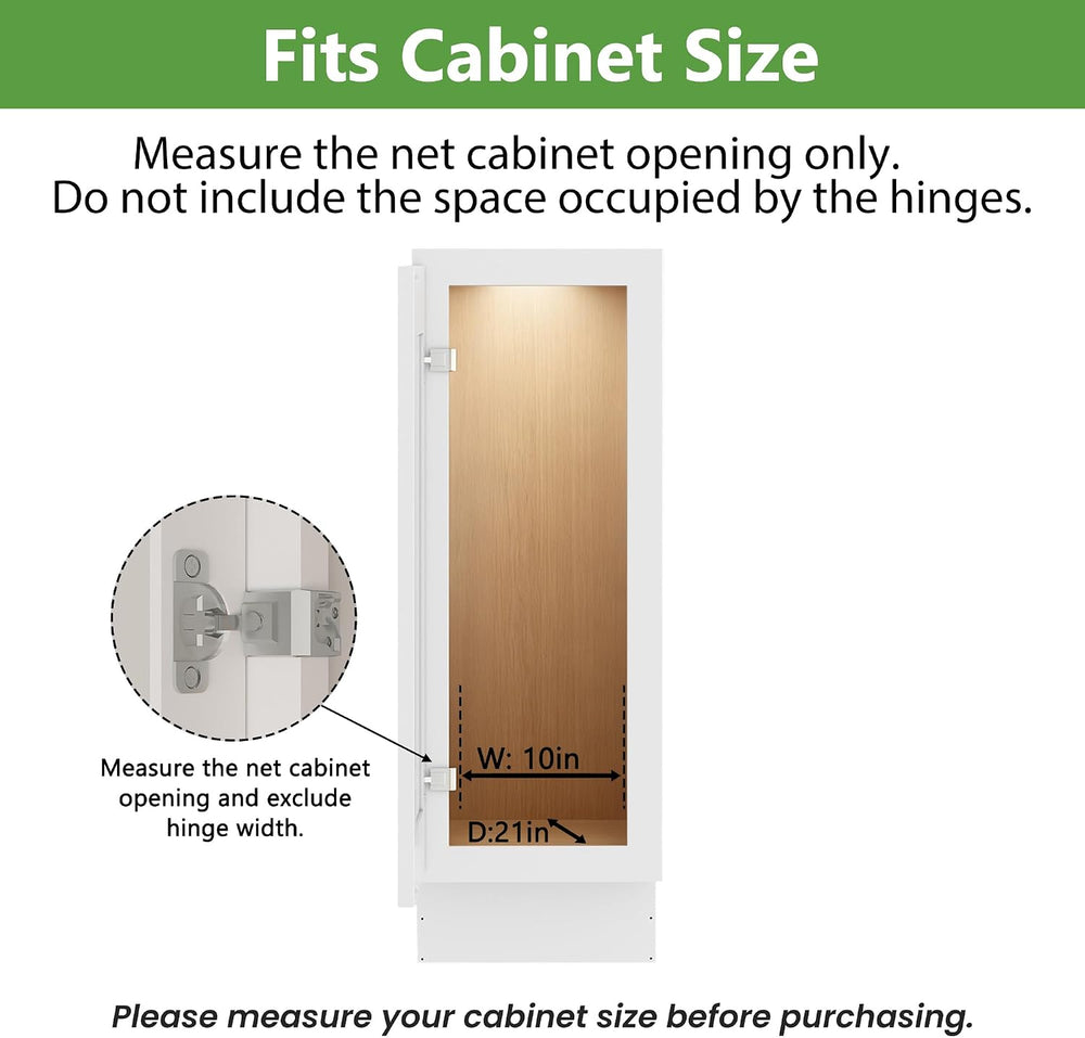 Pull Out Spice Rack Cabinet Organizer 9½" W x 20½" D, 3 Tier Heavy ...