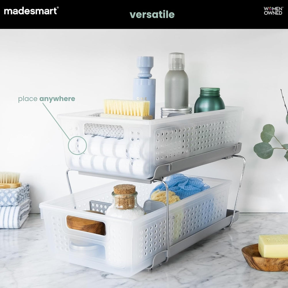 madesmart Two Tier Pull Out Organizer, Frost