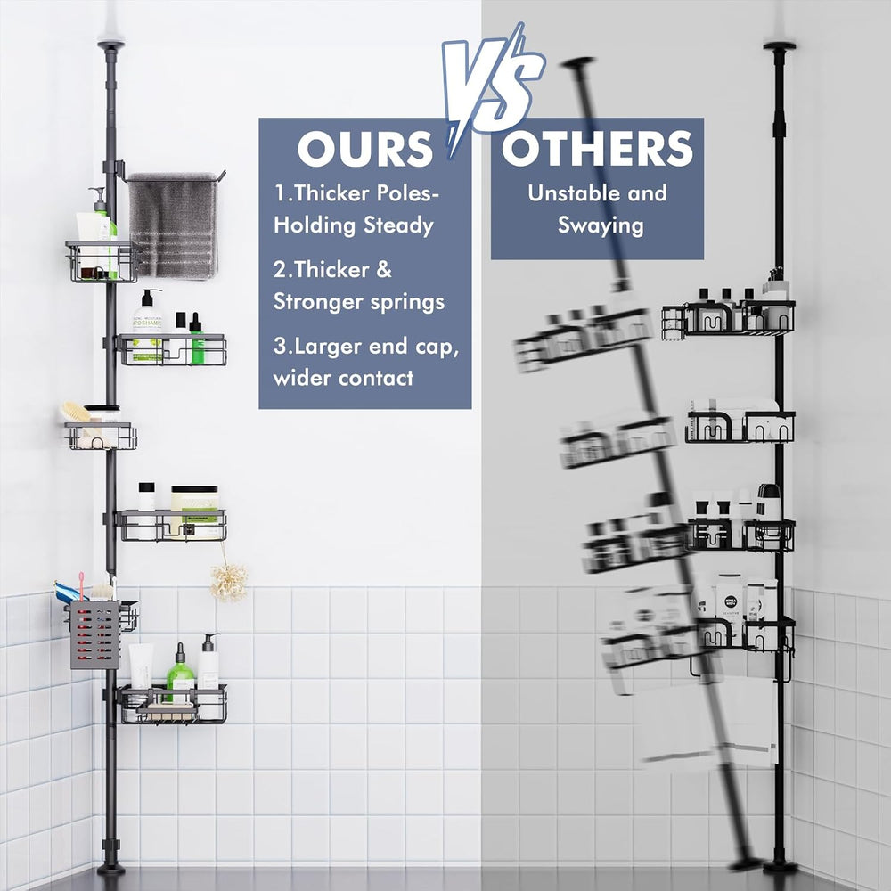 Shower Caddy Organizer Tension Pole, Corner Shower Shelves Bathroom Storage