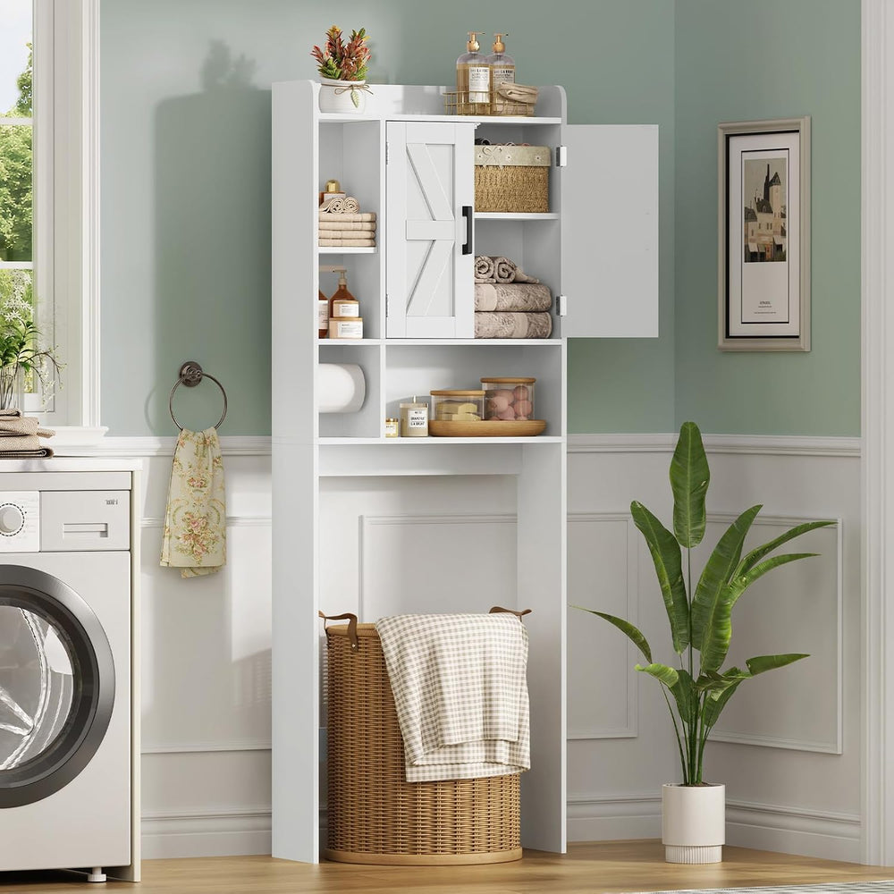 TEENFON Over The Toilet Storage Cabinet with 4 Open Shelves and Adjustable Sh...