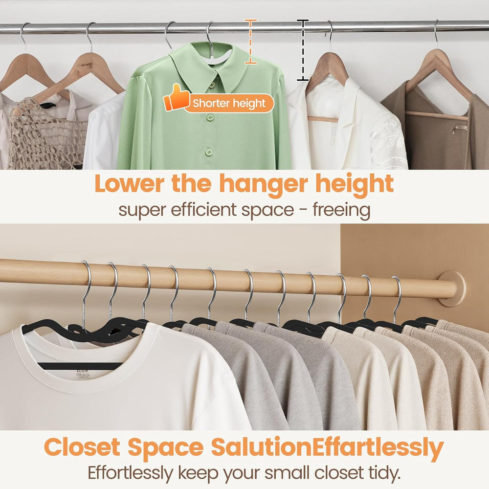 Plastic Short Neck Hangers 40 Pack Ultra-Thin Space-Saving ABS 360° Swivel Ho...