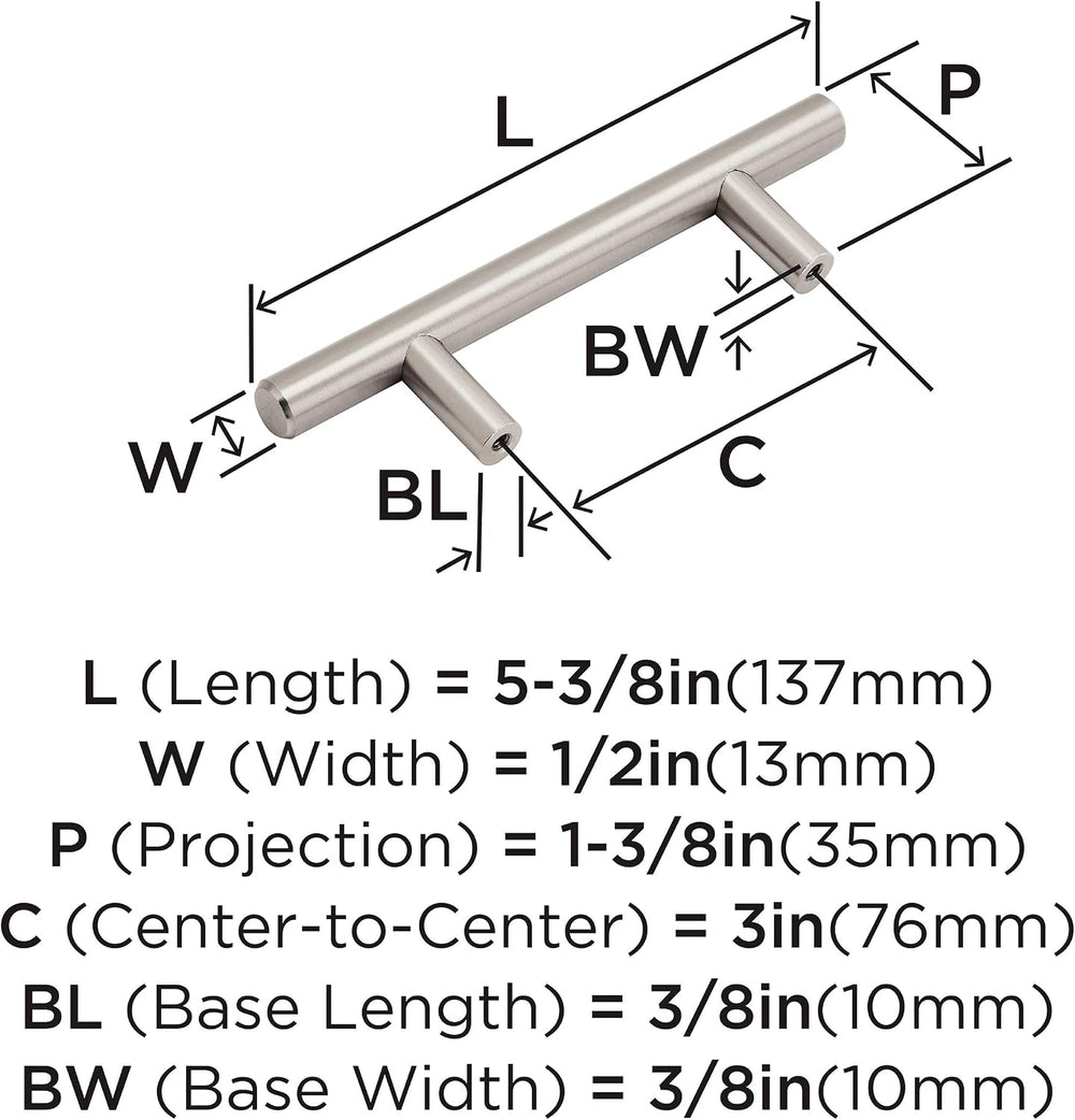 Amerock 10 Pack 3" Bar Pulls Satin Nickel Drawer Pull