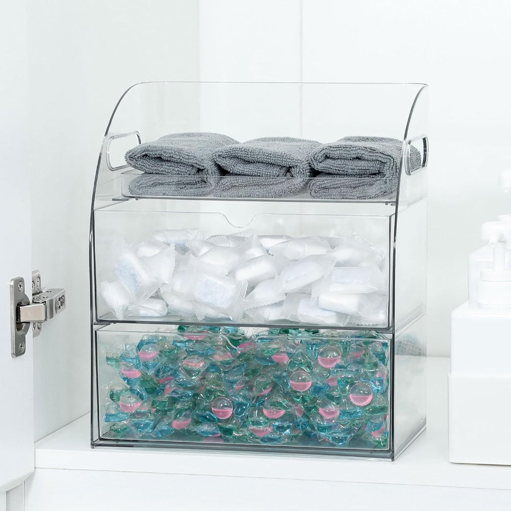 Clear Kitchen and Pantry Organizer with Drawers, Plastic