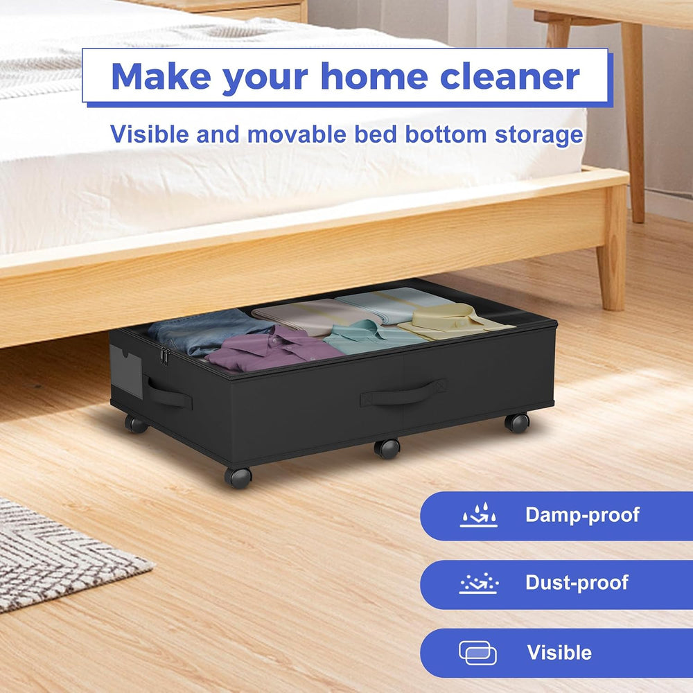 Babenest 4-Pack Under Bed Storage Organizer on 6 Wheels for Clothes