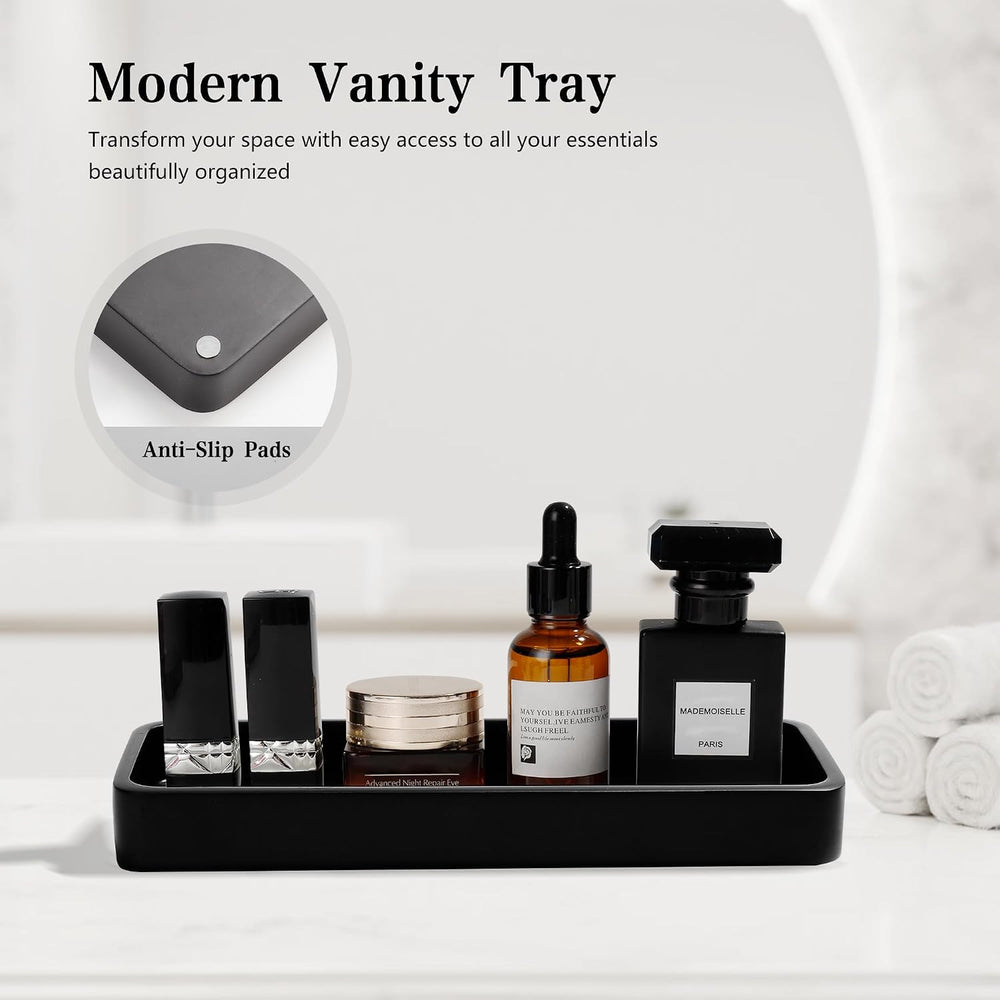 Bathroom Accessories Set, 4 Piece Toothbrush Holder Set, Matte Black
