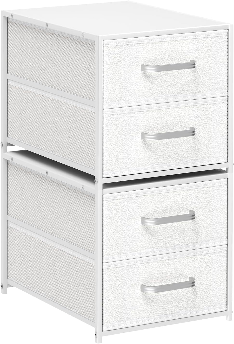Homsorout Stackable Storage Drawers - 2 Tier Closet Organizer with Metal Hand...