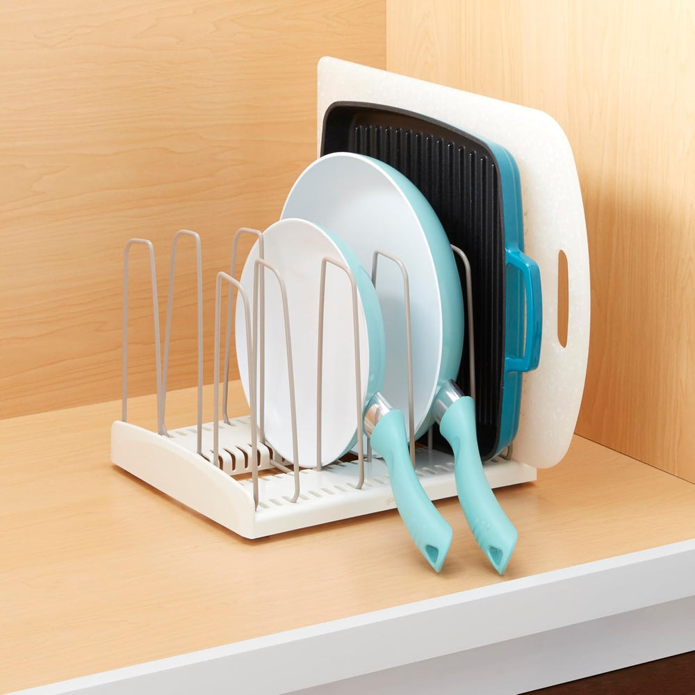 YouCopia StoreMore Cookware Rack with Tall Steel Wires, Adjustable Pan and Li...