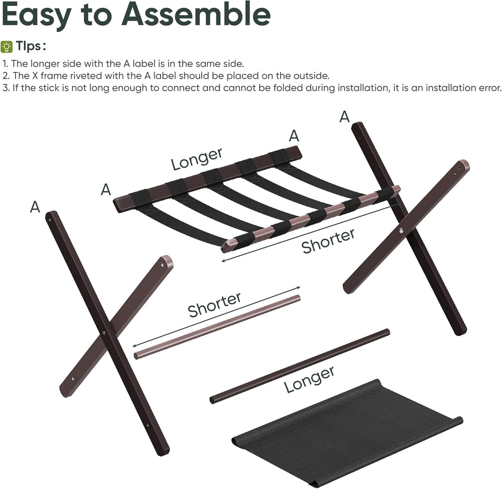 Smart FENDEE 2 Pack Luggage Rack, Folding Luggage Rack for Guest Room, Brown ...