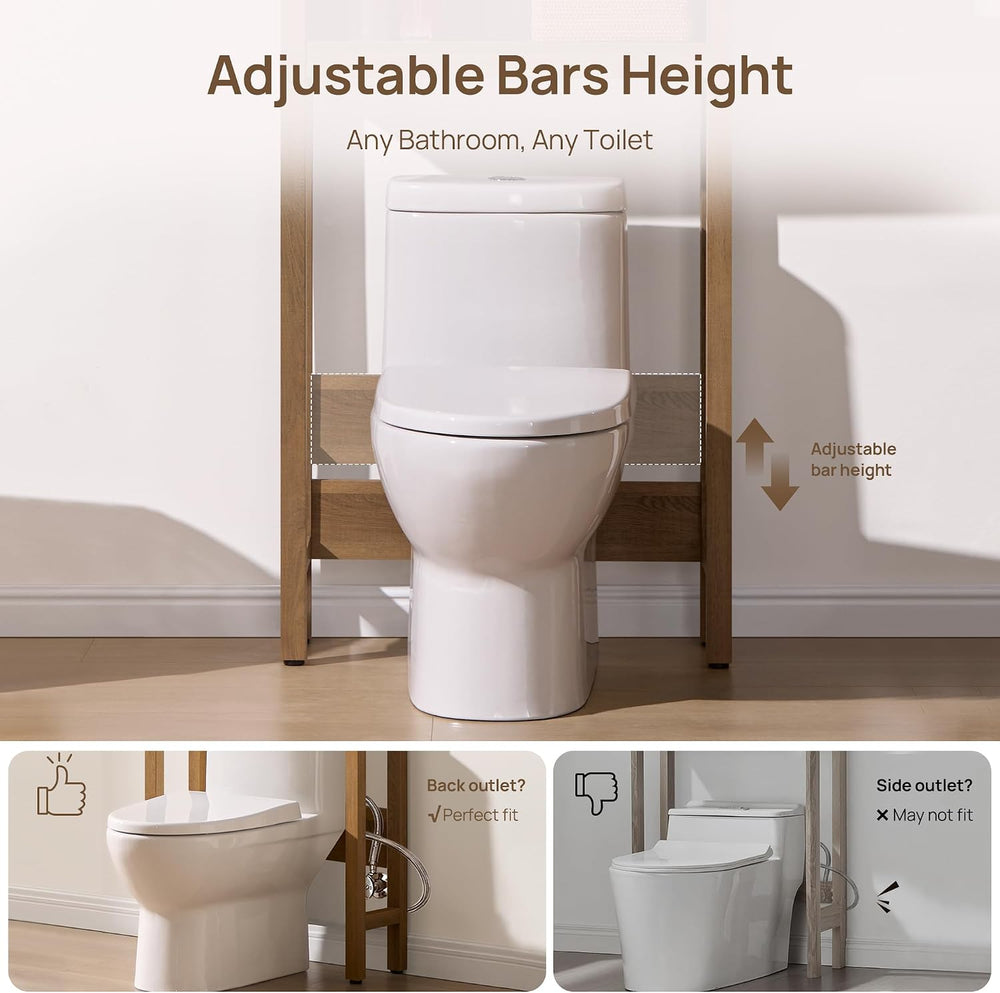 SICOTAS Over the Toilet Storage Cabinet, Rattan Door Bathroom Organizer